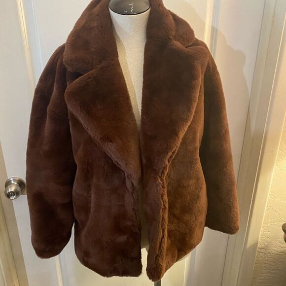 TheGet Faux Fur Jacket Bown Sz S/M - Picture 1 of 4